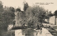 Vue sur l'Osme-  laveuses et bateau